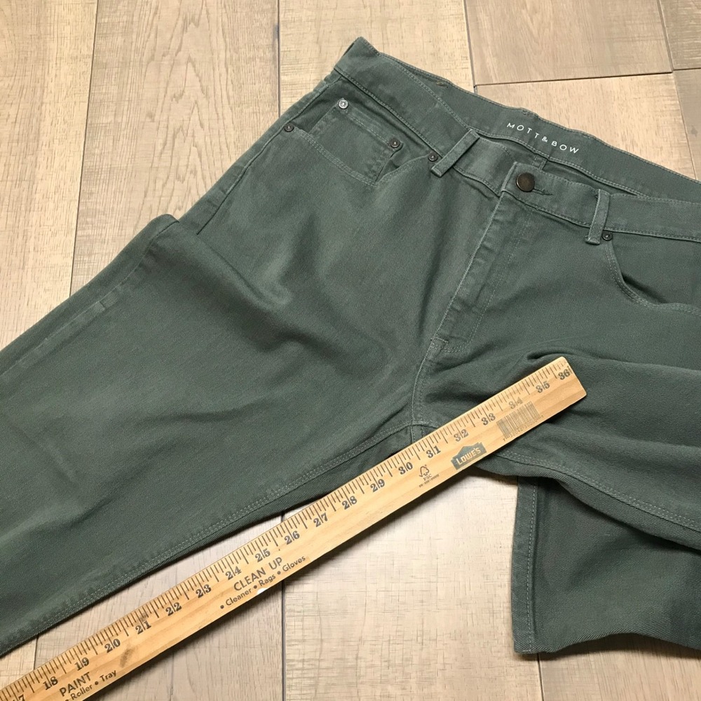 Mott & Bow Jeans Mens Size 35 X 32 Straight Mercer Moss Green Denim Stretch - Picture 13 of 14